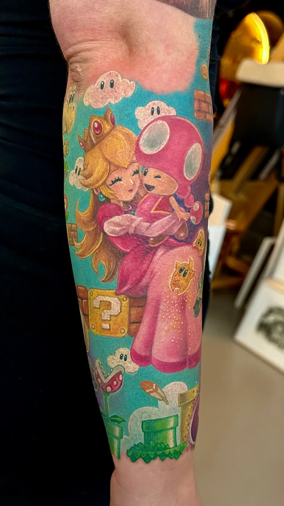 Prinzessin Peach und Toad als bunter Sleeve